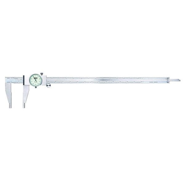 Insize Dial Caliper,0-24" Range,3" Jaw D,White 1316-24