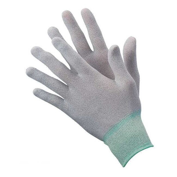 Antistatic Gloves, Nylon/Carbon Fiber Yarns, 8 7/8 in L, 15 ga, Gray, XL, 12 PK