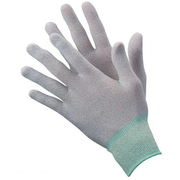 Antistatic Gloves, Nylon/Carbon Fiber Yarns, 8 7/8 in L, 15 ga, Gray, XL, 12 PK