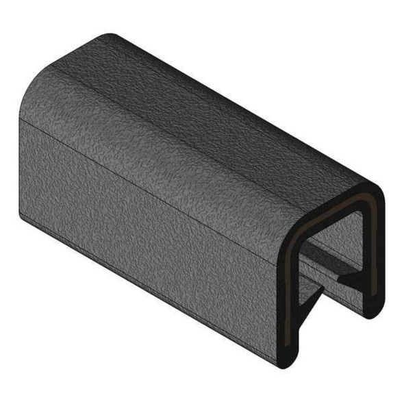 Trim-Lok Edge Trim, 25 ft L,Black, PVC, 5-16 in W 150B2X1-8-25
