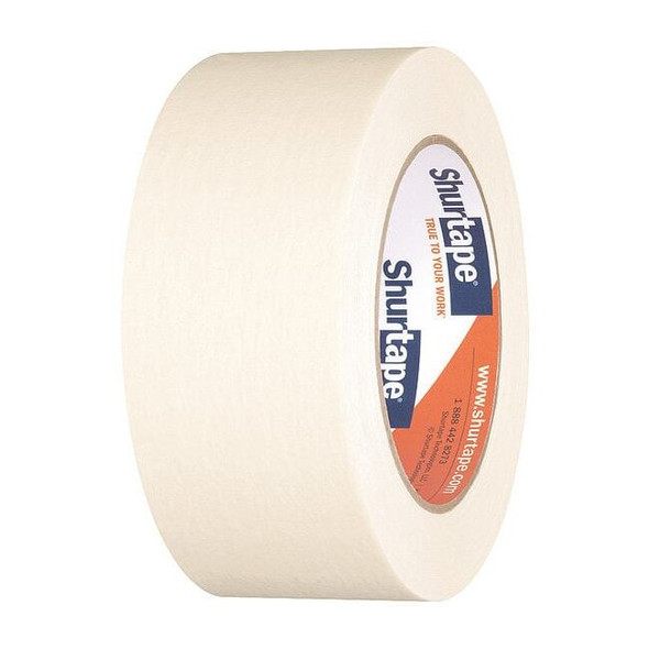 Masking Tape, 48 mm W x 55 m L, 4.8 mil Thick, Tan, Rubber Adhesive, 24 PK