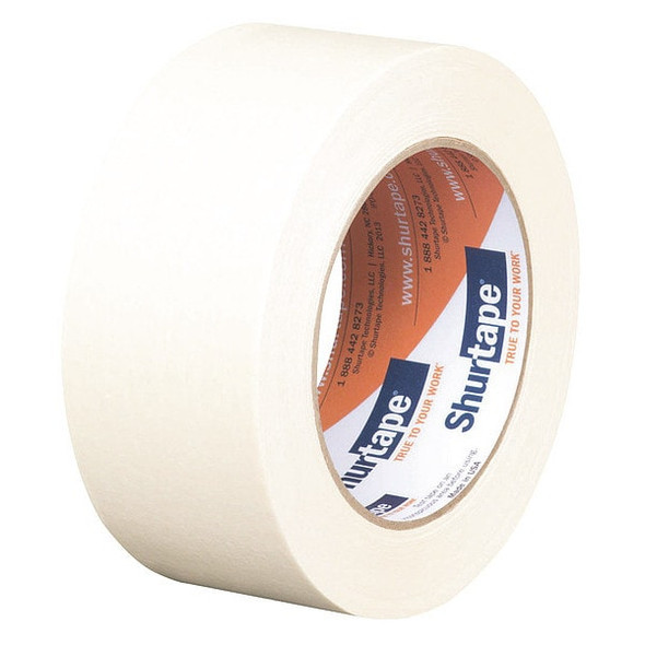 Shurtape Masking Tape, 48 mm W x 55 m L, 4.8 mil Thick, Tan, Rubber Adhesive, 24 PK 101008