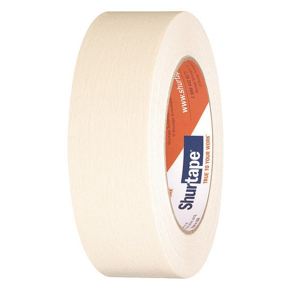 Shurtape Masking Tape, 36 mm W x 55 m L, 5 mil Thick, Tan, Rubber Adhesive, 24 PK 100567
