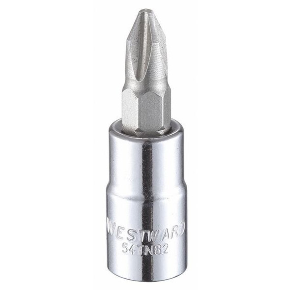 Westward 1/4 in Drive Phillips Socket Bit SAE No. 2 Tip, 1 1/2 in L 54TN82