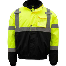 GSS Safety Hi-Visibility Class 3 Waterproof Quilt-Lined Bomber Jacket Lime/Black