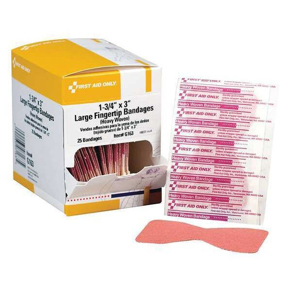 First Aid Only Fingertip Bandage, HvyWovn, 1-3/4inW, PK25 G163