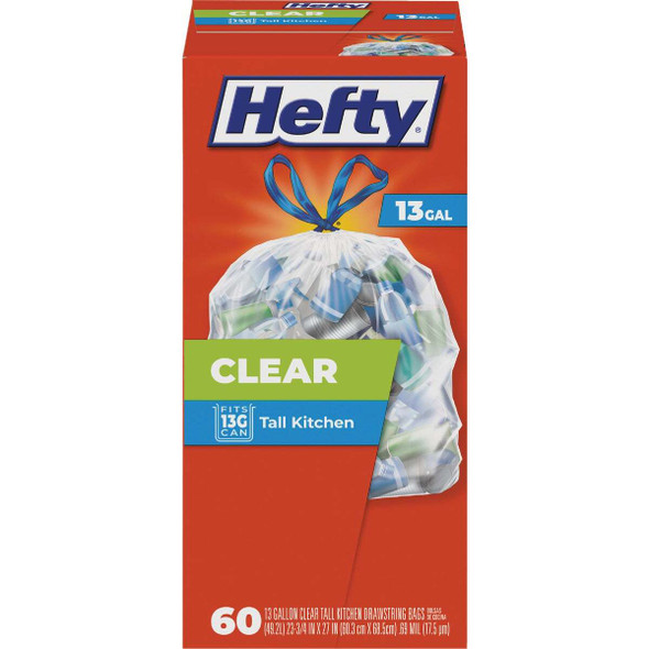 Hefty 13 Gal. Clear Drawstring Tall Kitchen Bag (60-Count) E85761
