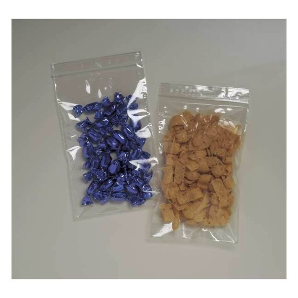 Reclosable Bag, Zip Seal, 12 in L, 10 in W, 2 mil Thick, Polypropylene, Clear