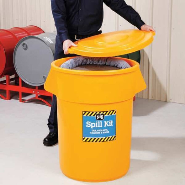 Spill Kit, 39 gal Volume Absorbed per Kit, 55 gal Capacity, Can, Yellow, 136  KIT2500
