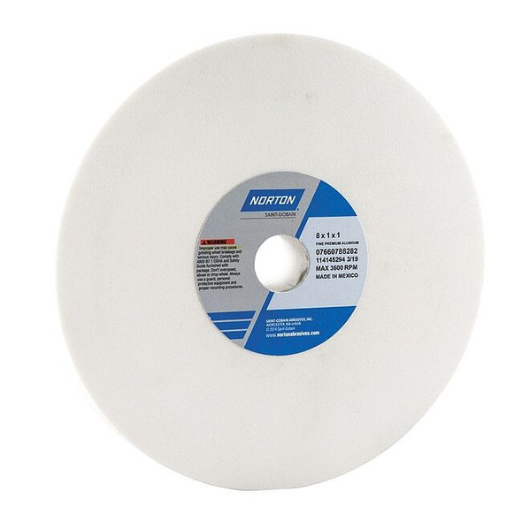 Norton Abrasives Grinding Wheel, T1, 8x1x1, AO, 100G, White 07660788282