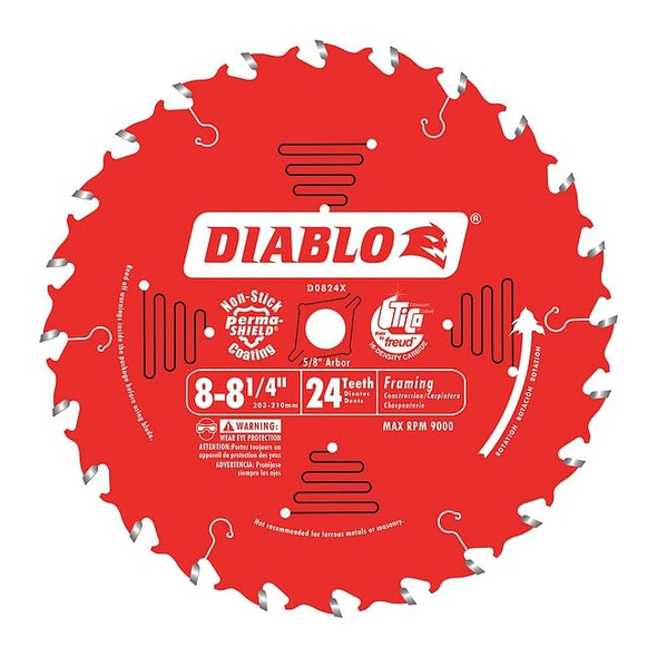 Diablo 8-1/4",24-Teeth Circular Saw Blade D0824X