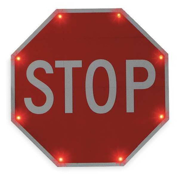 Tapco LED Stop Sign, Stop, White/Red, 30" W, 30" H 2180-00203