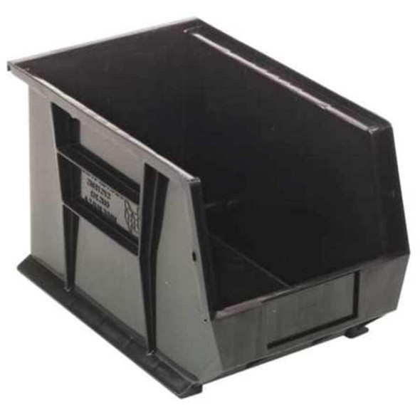 Hang & Stack Storage Bin, Polypropylene, Black, 8 in H, 8 1-4 in W, 13 5-8 in L  QUS242BK