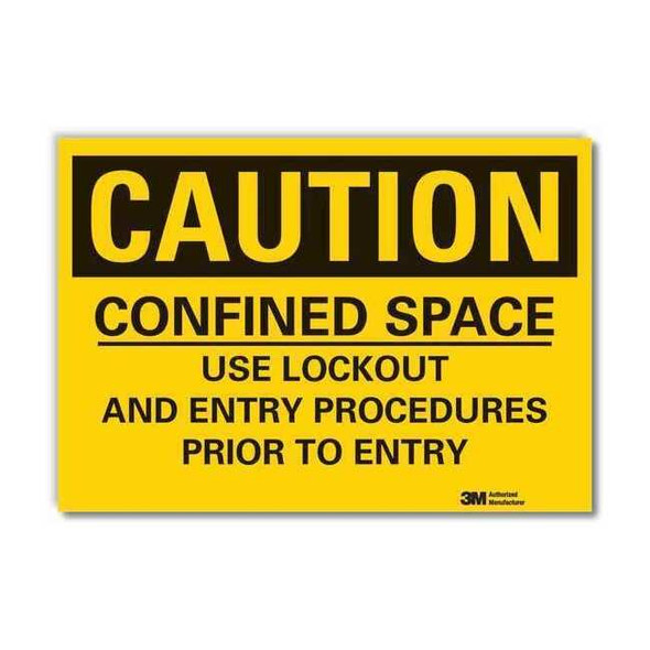 Caution Sign,7 in H,Vinyl,Confined Space, LCU3-0455-RD_10x7