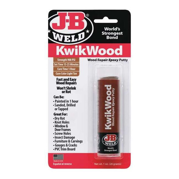 J-B Weld Putty, Stick, KwikWood, Light Tan 8257