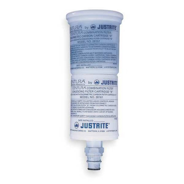 Justrite HPLC Coalescing/Carbon Filter, Plastic, White, 3 1/2 in Dia. 28161