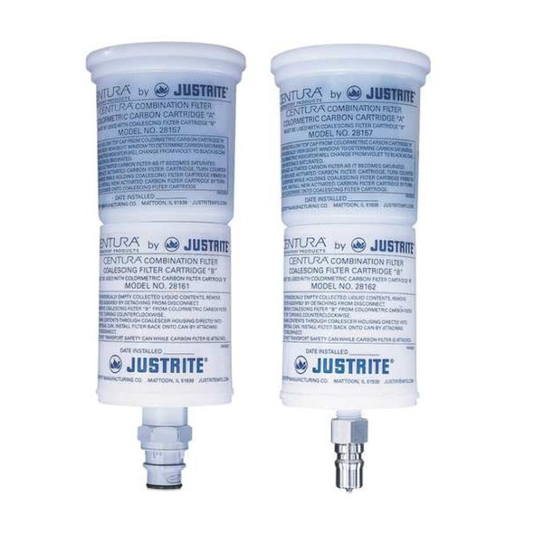 Justrite HPLC Coalescing-Carbon Filter, Plastic, White, 3 1-2 in Dia. 28161