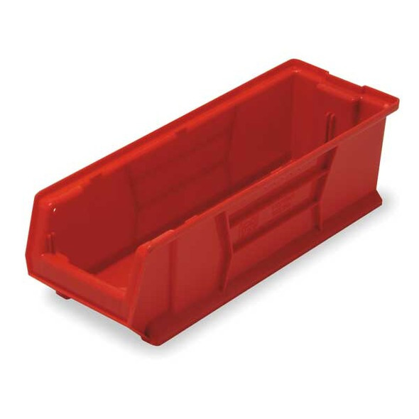 Storage Bin, Polypropylene/Polyethylene, Red, 7 in H, 8 1/4 in W, 23 7/8 in L