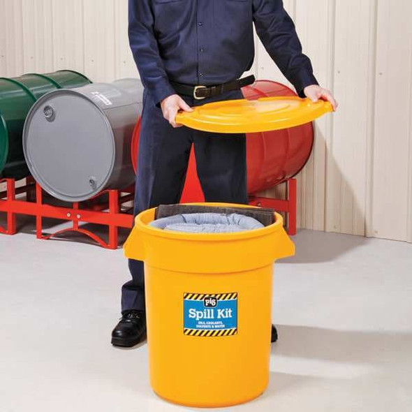 Pig Spill Kit, 12 gal Volume Absorbed per Kit, 20 gal Capacity, Can, Yellow, 35 KIT2300