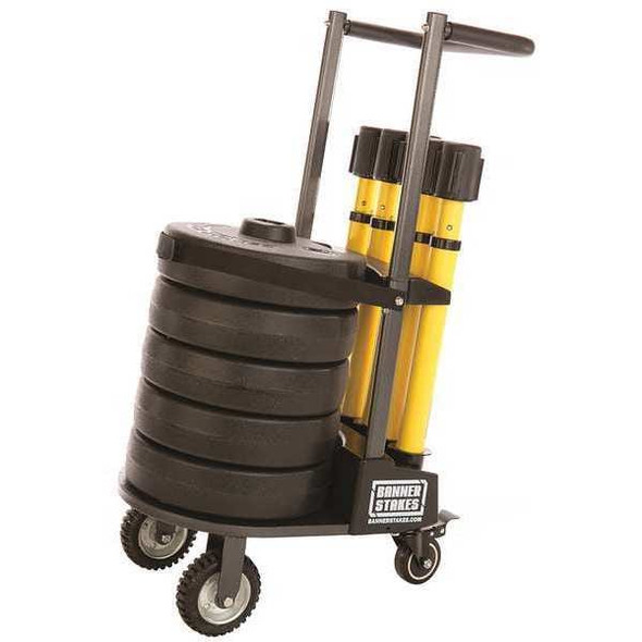 Banner Stakes Belt Barrier System, 15 ft Length, 22 in to 42 in Post Height, Caution PL4001