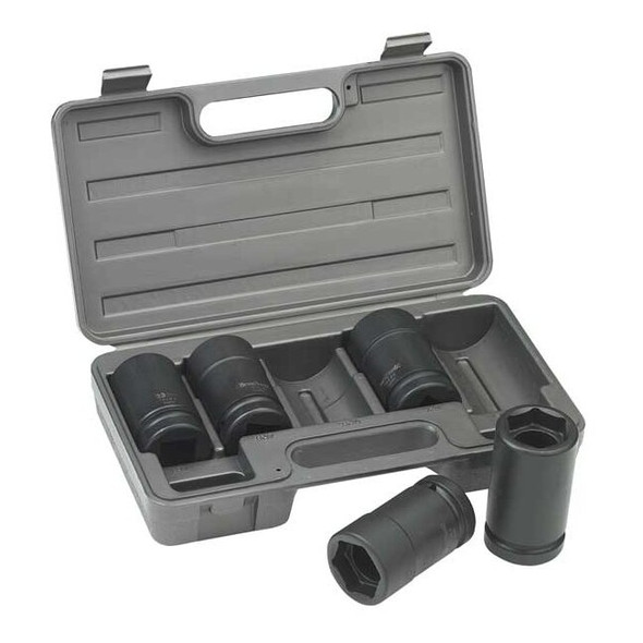 1" Drive Socket Set SAE, Metric 5 Pieces 1 1/2 in, 33mm to 41mm , Black Oxide