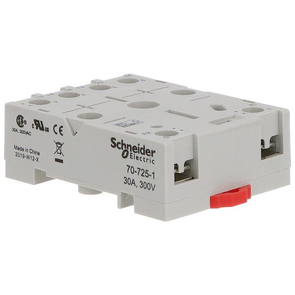 Schneider Electric Relay Scket,Finger Safe,Square,6 Pin,30A 70-725-1