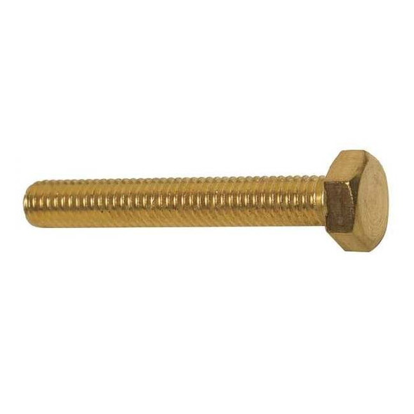 Not Graded, M6-1.00 Hex Head Cap Screw, Plain Brass, 40 mm L, 10 PK
