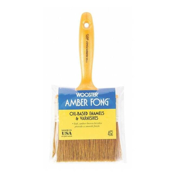 Wooster 4" Wall Soft, Brown China Bristle, Paint Brush, Plastic Handle 1123-4