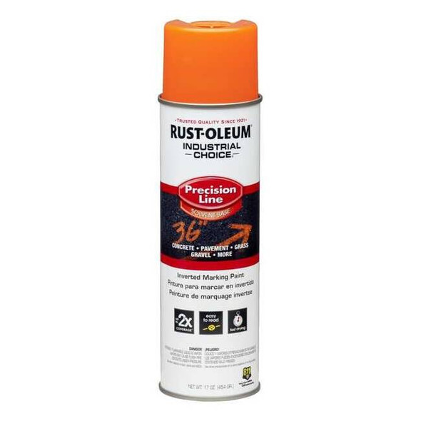 Precision Line Marking Paint, Inverted, Fluorescent Orange, 20 oz