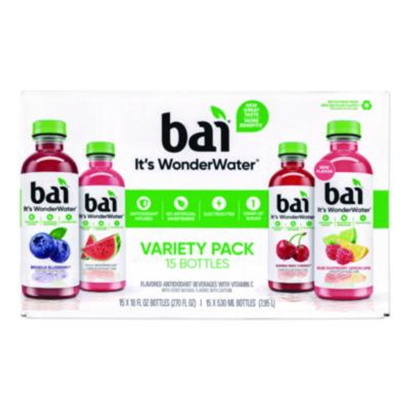 Bai Antioxidant Infused Beverage, Variety Pack, 18 oz Bottle, 15/Carton 2360