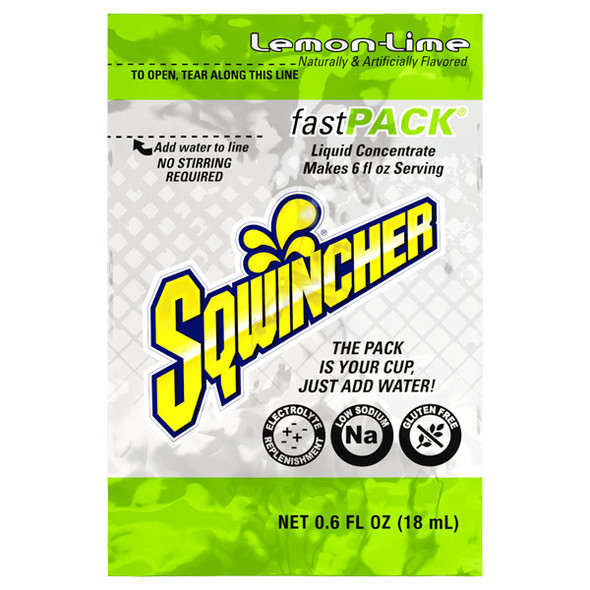 Sqwincher® FastPack® Single Serve, 0.6 oz Packs, 6 oz Yield