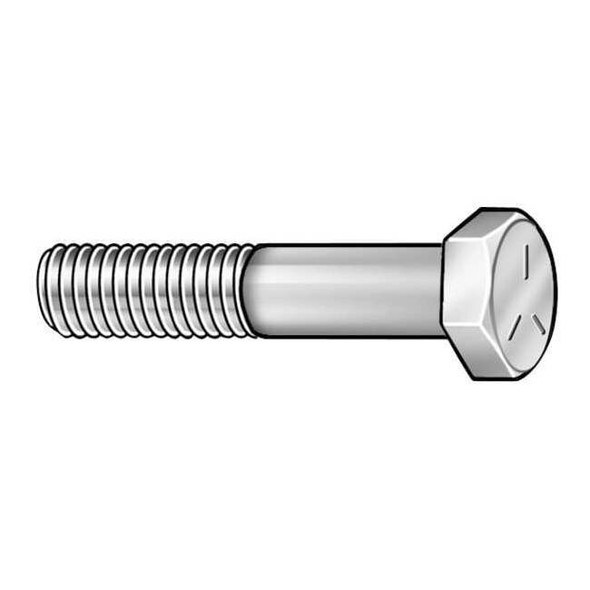 Grade 5, 1/4"-20 Hex Head Cap Screw, Chrome Plated Steel, 2 in L, 5 PK