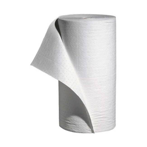 Pig Sorbent Roll, 40 gal, 30 in x 300 ft, Oil, White, Polypropylene MAT418