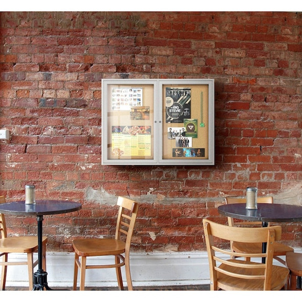 Ghent Enclosed Cork Bulletin Board 60x48", 2 Door PA24860K