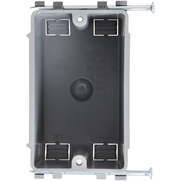 1-Gang PVC Molded New Work Wall Electrical Box, 20 Cu. In.