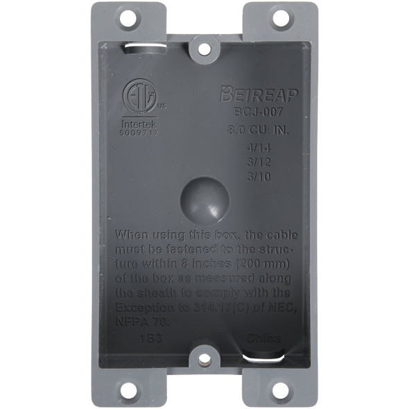 1-Gang PVC Molded Old Work Wall Electrical Box, 8 Cu. In. BCJ-007 557518
