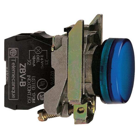 Schneider Electric Pilot Light, Blue, 22mm, LED XB4BVB6 Schneider Electric Pilot Light, Blue, 22mm, LED XB4BVB6