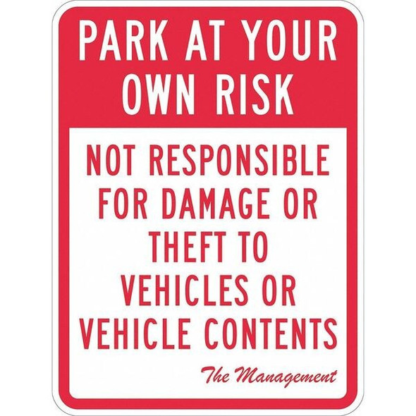 Lyle Parking Lot Damage Advisory Sign,24"x18, T1-1066-DG_18x24 T1-1066-DG_18x24