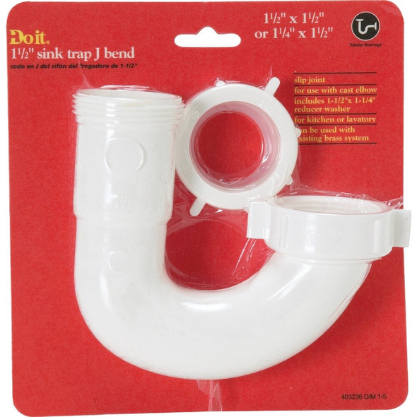 Do it Best 1-1-2 In. or 1-1-4 In White Plastic J-Bend, Carded DIB66-2W 403236