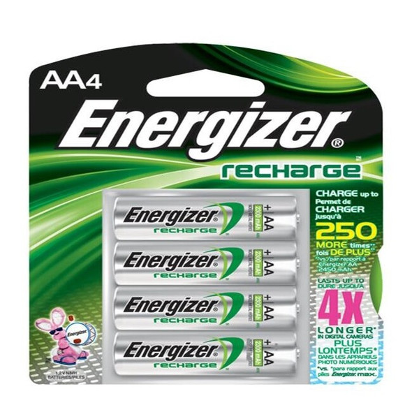 Energizer® Recharge® AA Batteries, 2300 mAh, 4/Pkg