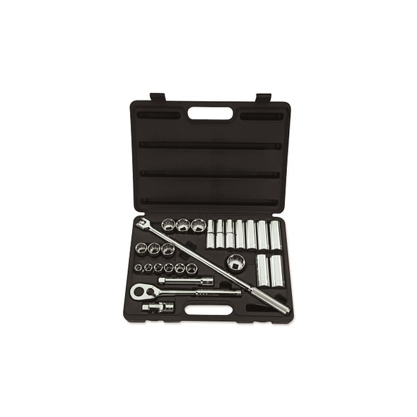 Socket Set, 26-Pc, 1/2 in Drive, 6-point, 12-point