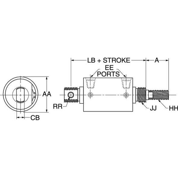 Speedaire Air Cylinder, 1 1/8 in Bore, 6 in Stroke, Round Body Double Acting, Aluminum . 5VNE1