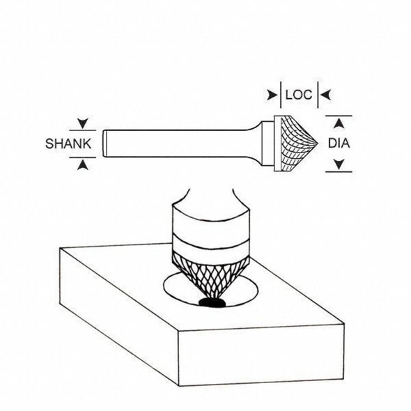 Manufacturer Varies Carbide Bur,Cone,1-2 In,1-4 Shank 310-001174
