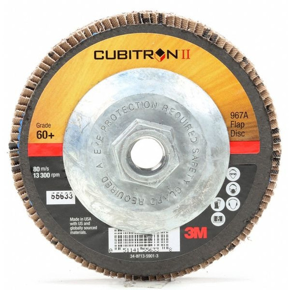 3m Cubitron Flap Disc,5/8 in.-11,60 Grit,13,300 rpm 7010327061