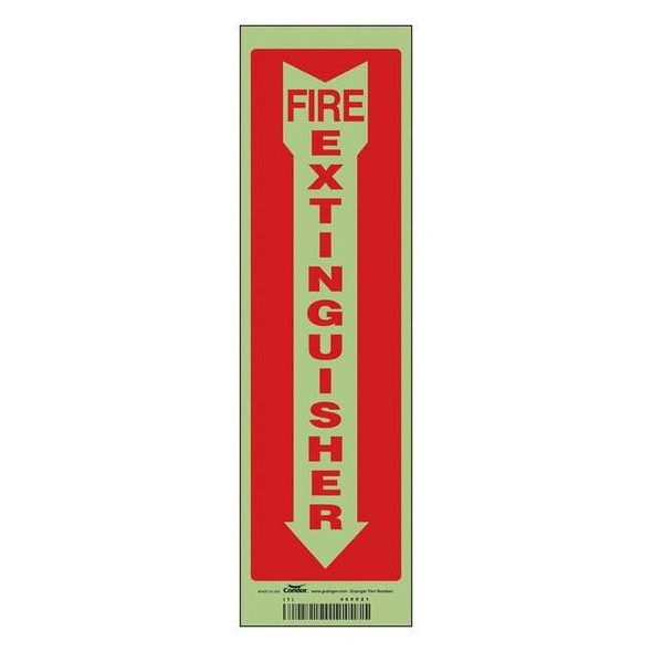 Safety Sign, 14 in Height, 4 in Width, Glow Vinyl, Horizontal Rectangle, English