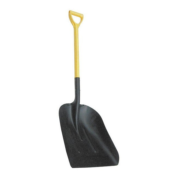 No. 12 16 ga Scoop Shovel, Steel Blade, 27 in L, Yellow, Fiberglass Handle