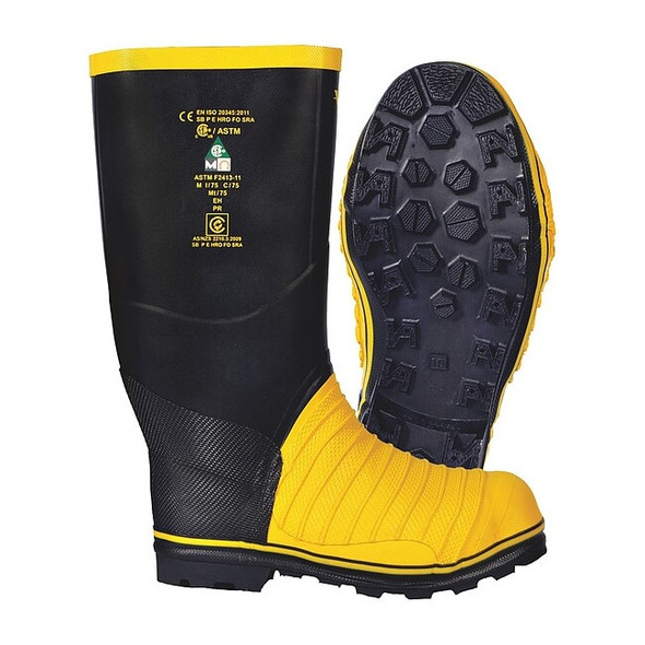 Unisex Viking(R) Miner 49er Tall Rubber Boot, Steel Toe, 16" Height, Black, 13