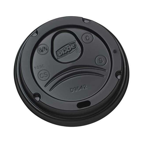 Dixie Lid for 12 to 20 oz. Hot Cup, Dome, Sip Through, Black, Pk1000 D9542B