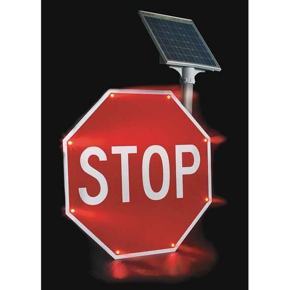 Tapco LED Stop Sign, STOP, White/Red, 36" W, 36" H 2180-00208