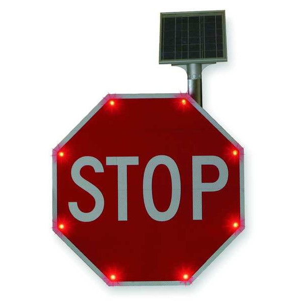 Tapco LED Stop Sign, STOP, White/Red, 36" W, 36" H 2180-00208